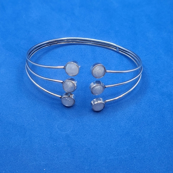 NWT Moonstone Sterling Silver Plated Bracelet - Picture 4 of 10